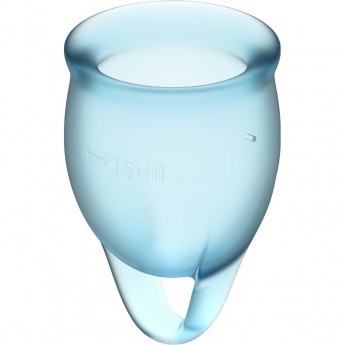 Набор менструальных чаш, 2шт SATISFYER FEEL CONFIDENT MENSTRUAL CUP LIGHT BLUE